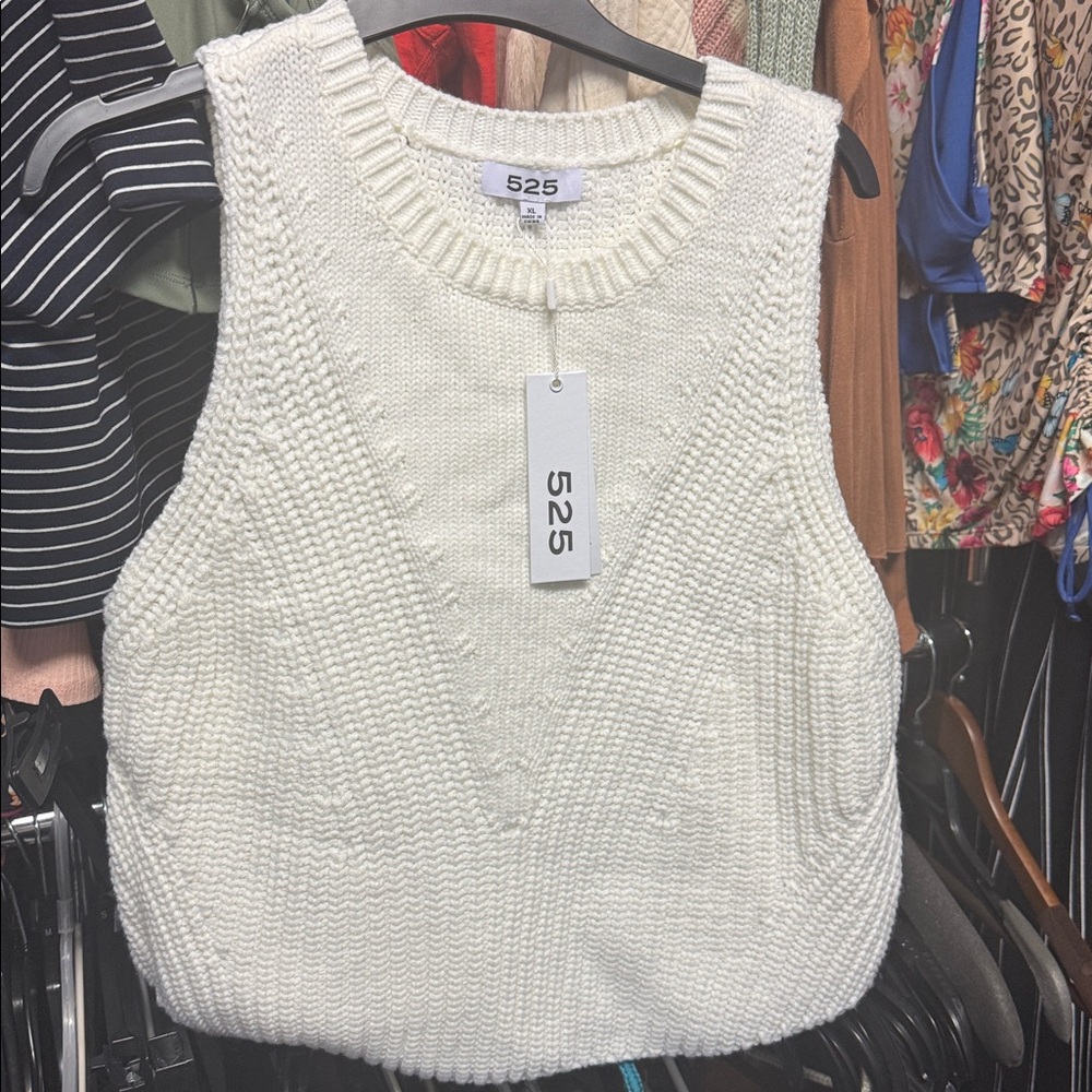 525 America BILLIE: THICK THIN VEST in Bleach White Size XL Retail $89 - Picture 6 of 7